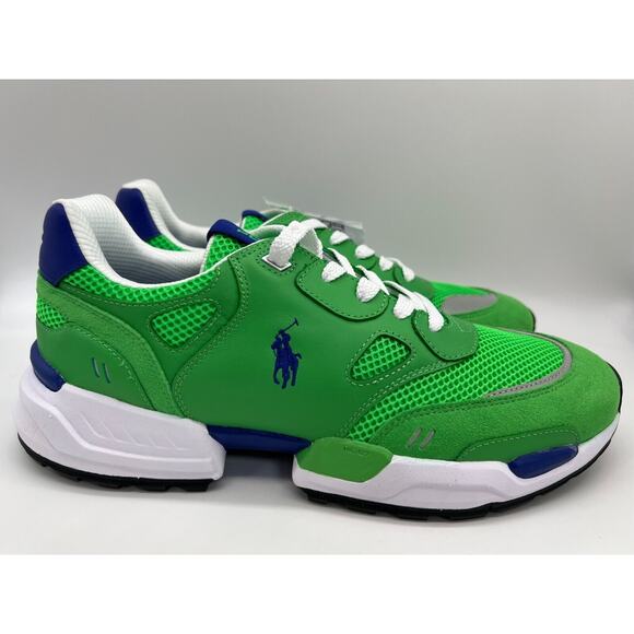 Polo Ralph Lauren Men's JGR Suede/Mesh Athletic Shoes Green Size 11.5 NEW - Picture 1 of 12